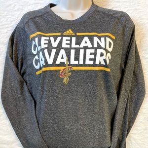 Adidas Grey Cleveland Cavaliers Long Sleeve Dri Fit Sporty Tee